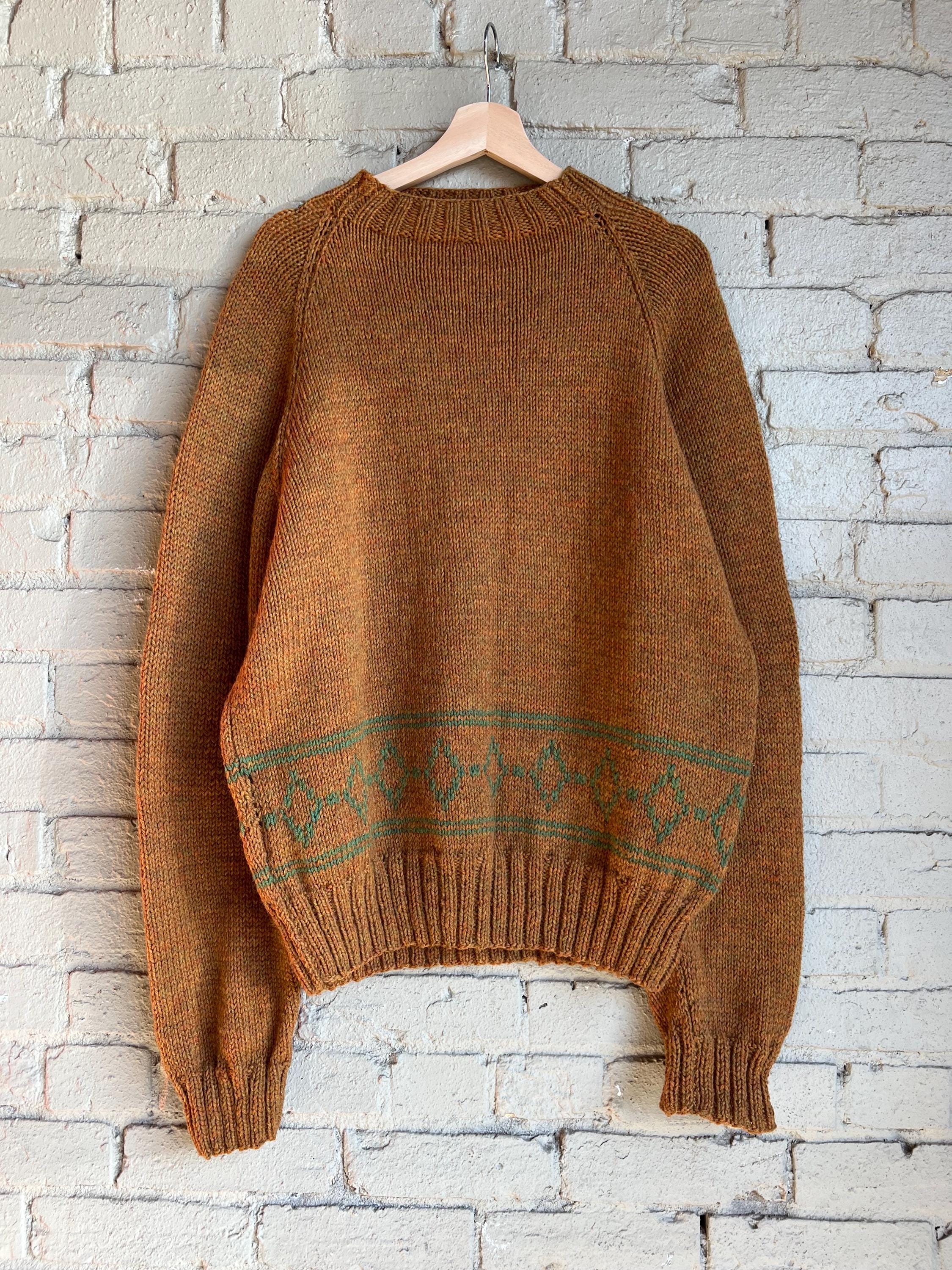 50年代 vintage ヴィンテージニット hooked購入 L XL、ヴィンテージ 1950年代 1960年代 ブラウン チャンキーニット