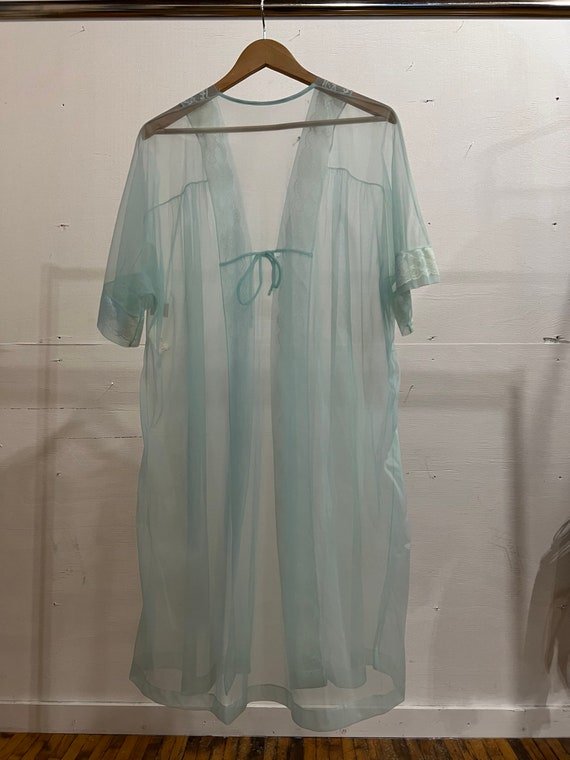 Large, 1960s 1970s Sears Sheer Blue Robe, Sleepwe… - image 2