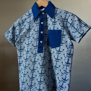 XS SM, 1970s Nautical Short Sleeve Polo T-shirt, Vintage - D