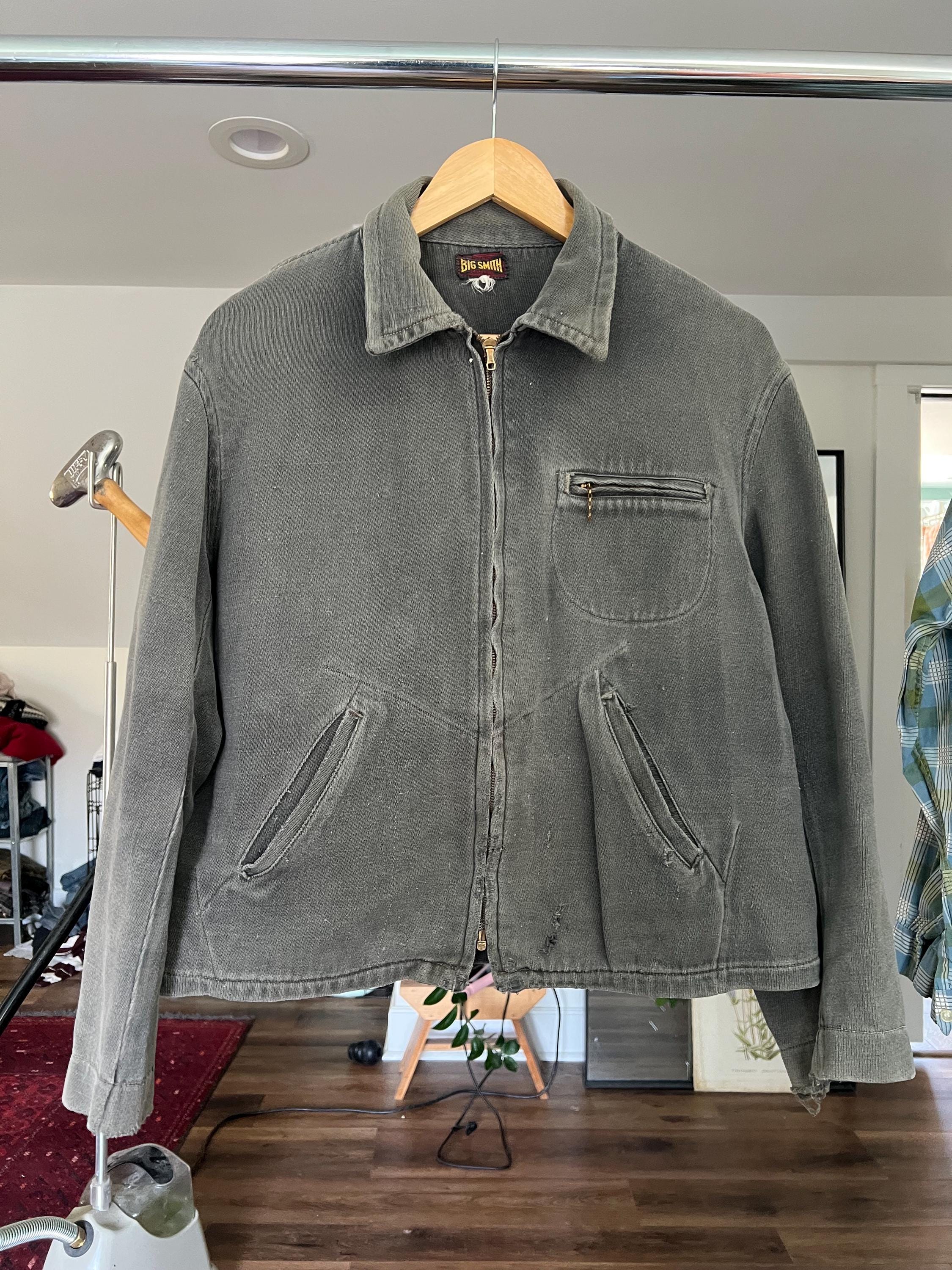 Large, Vintage 1950s Grey Big Smith Cotton Work Jacket, Full Zip