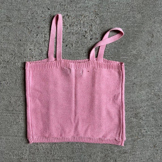 M, 1980s Pink 'Tom Boy' Knit Tank Top, Vintage Su… - image 2