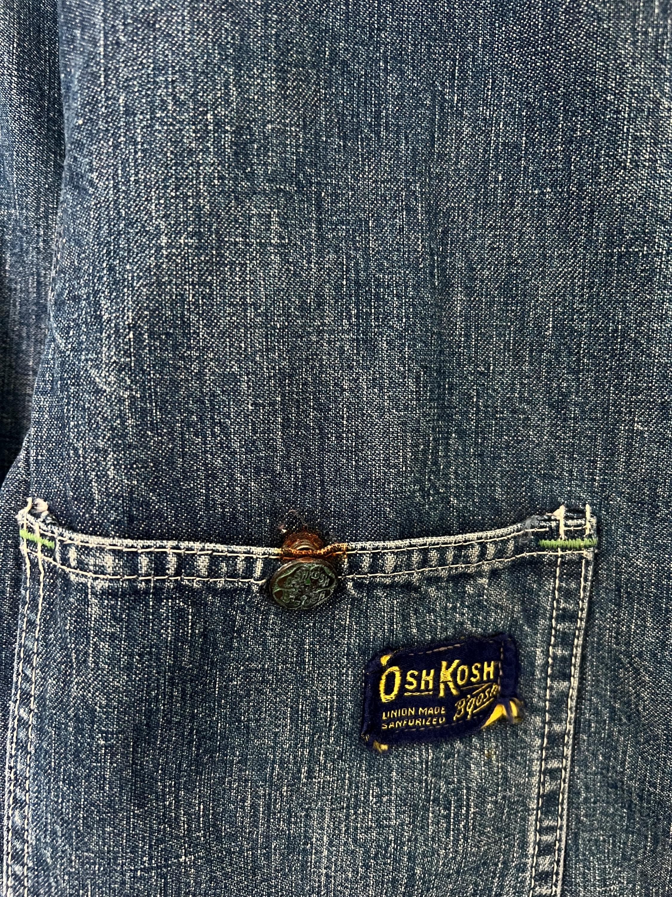 Large XL, Vintage 1950s Osh Kosh Lined Denim Chore Jacket