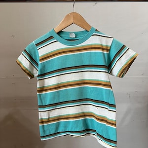 Kids Vintage 1960s Striped Cotton T-Shirt, XS SM, Size 12, s