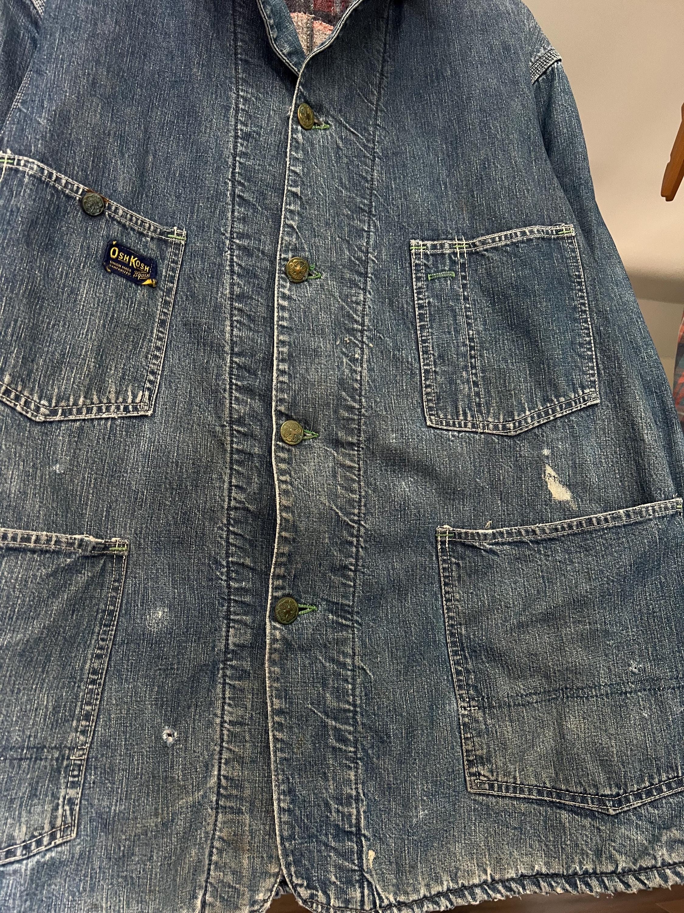 超スペ 50s OSHKOSH denim jacket work jacket True Vintage 1950s Osh Kosh Denim Jacket Workwear EYH18 Union Made