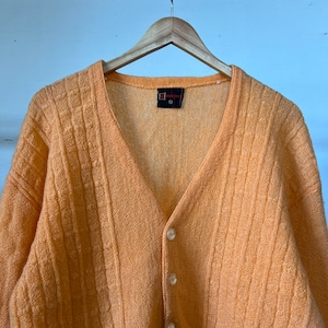 Large, 1960s Bright Orange Cardigan Sweater, Munsingwear - S3