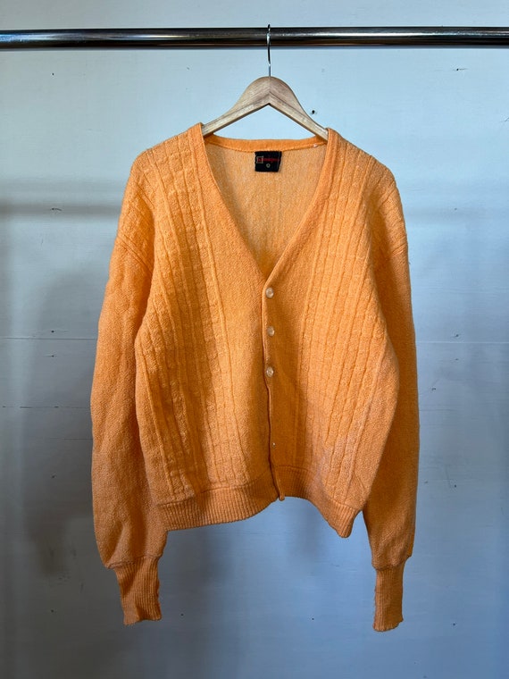 Large, 1960s Bright Orange Cardigan Sweater, Munsingwear Large, 1960s Bright Orange Cardigan Sweater, Munsingwear