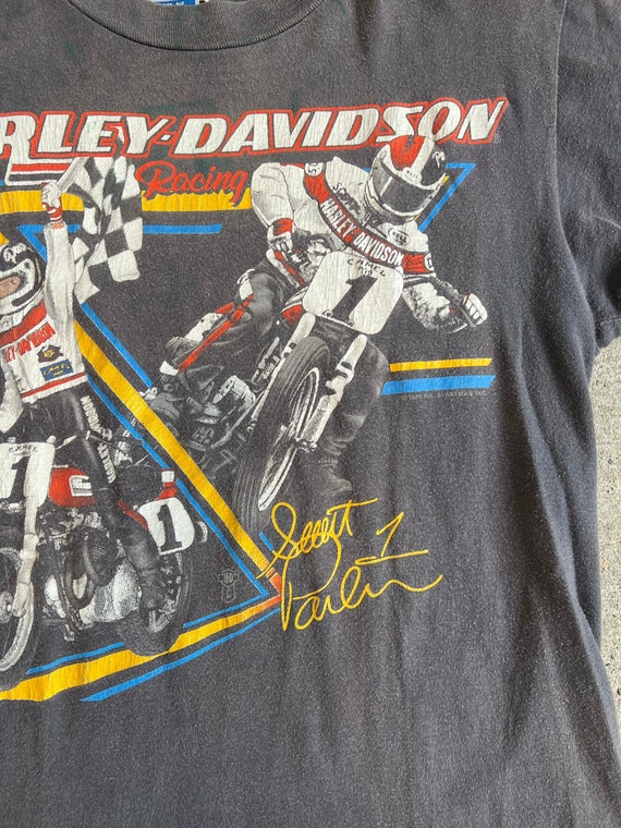 Sm Med, 1980s Harley Davidson Racing T-shirt, Bla… - image 4