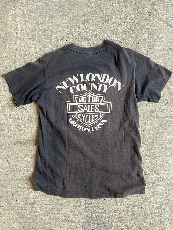 Sm Med, 1980s Harley Davidson Racing T-shirt, Bla… - image 5