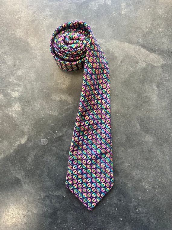 1970s Colorful Polyester Tie, Vintage - J