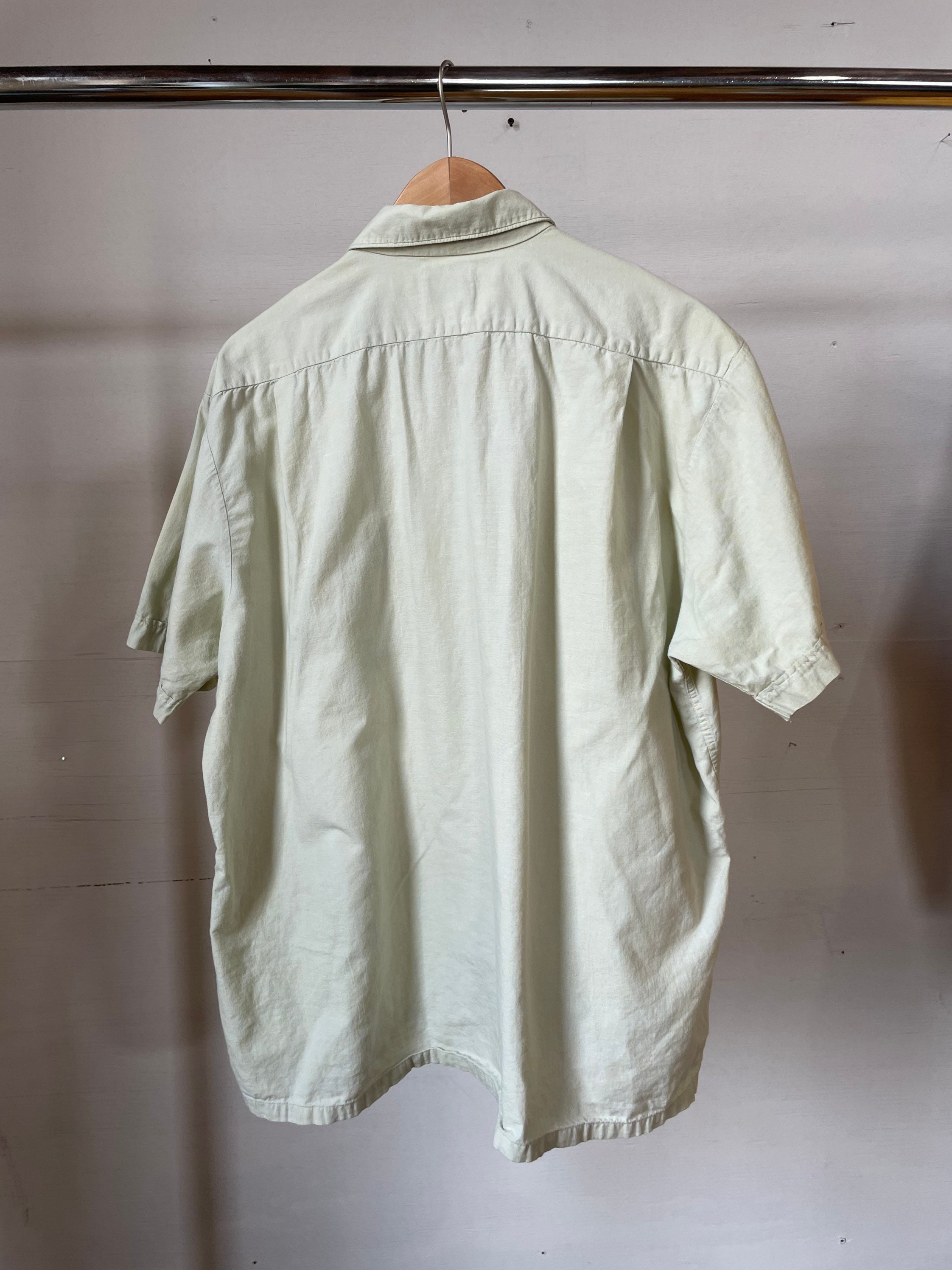 XL / 1960s 1950s Light Green Button up Shirt / Short Sleeve / - Etsy