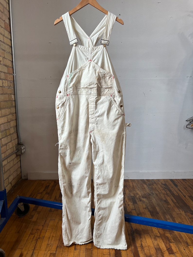 35 Waist, 1940s 1950s White Painter Overalls, Workwear Etsy