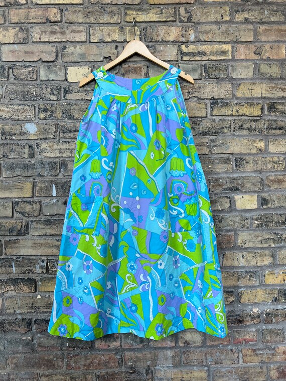 1960s 1970s Floral Print Vibrant Psychedelic Mod D