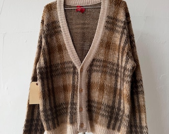 Vintage 1960-tals rutig kofta i akryl