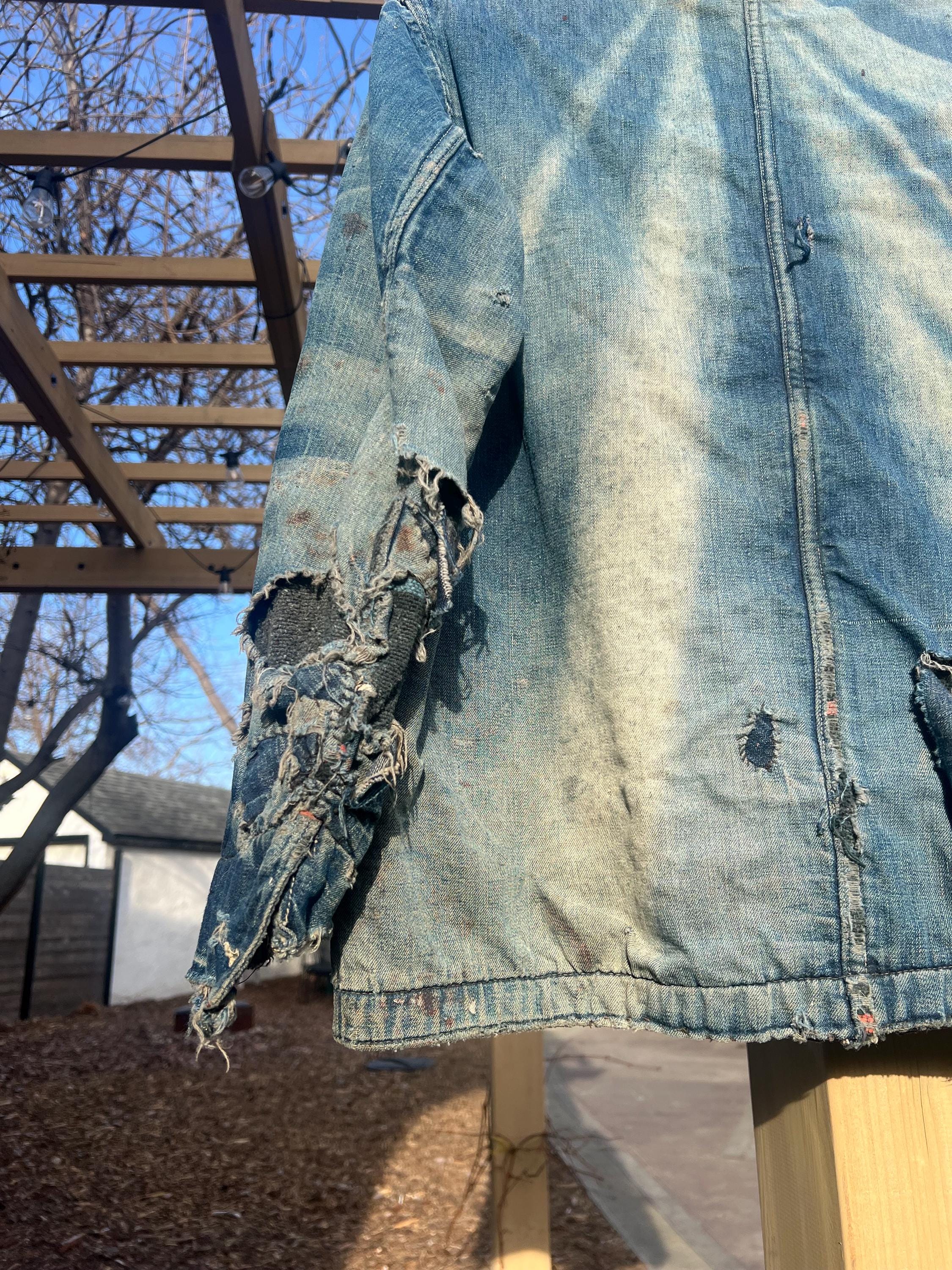 Vintage 1930s Montgomery Wards Denim Chore Jacket - Thrashed (AS