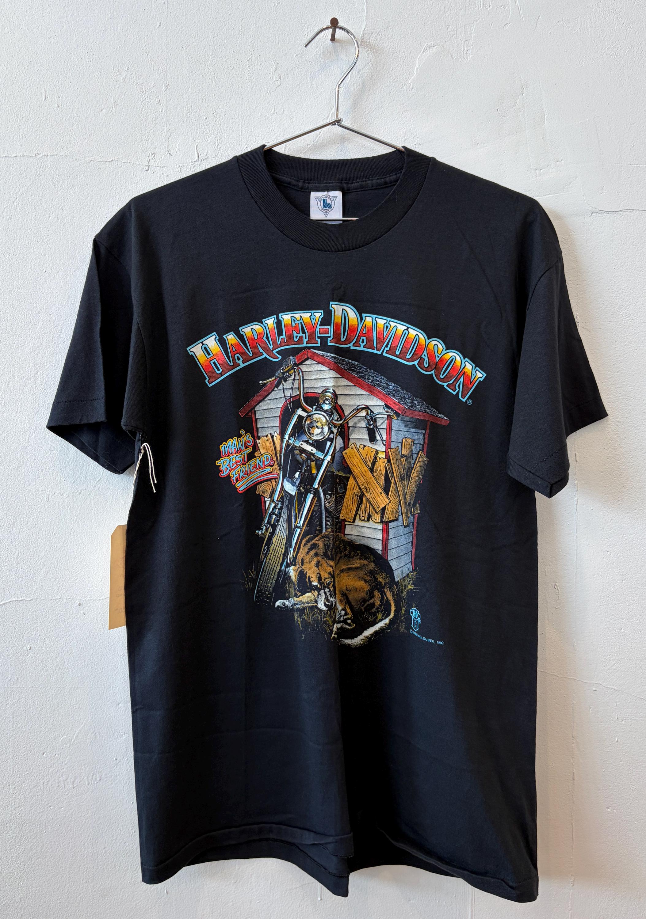 Vintage 80's Harley Davidson Mans Best Friend Motorcycle Black