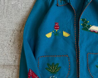XS, Vintage 1950s Wool Hand Embroidered Mexican Souvenir