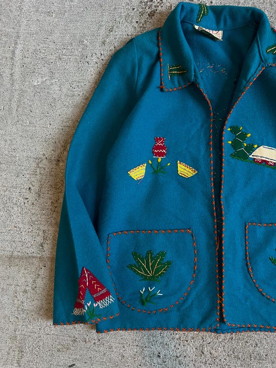 XS, Vintage 1950s Wool Hand Embroidered Mexican Souvenir