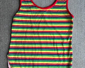 Multiple Sizes, 1970s Striped Polyester Tank Top, Summer, Roller Rink