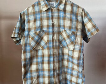 Vintage 70s Rayon Shadow Plaid Shirt by National Shirt Shops. New  