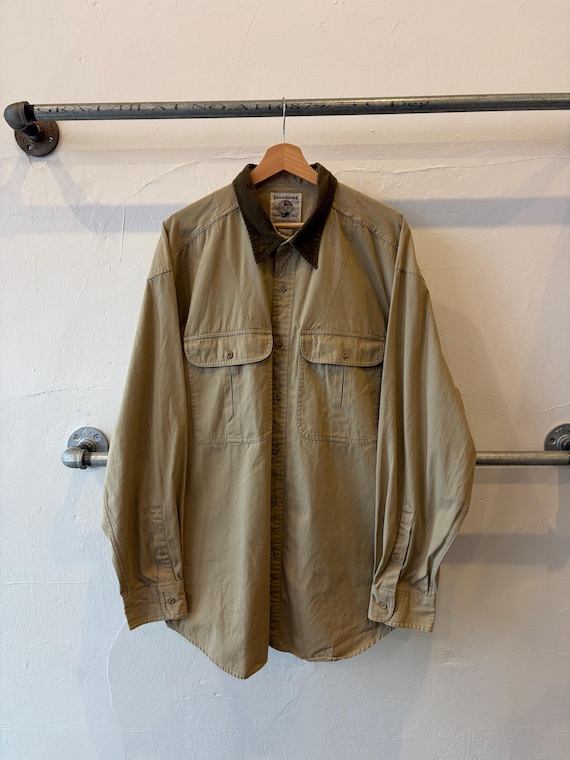 Banana Republic, Vintage 90's Banana Republic Two Pocket Cotton Brown Button Up Shirt XL