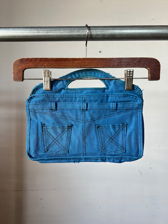 Blue 1970s Denim Jean Hand Bag, Pockets, Fun - K