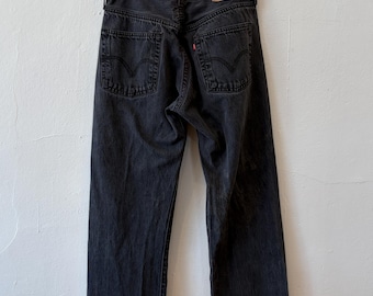 Vintage 90's Levis 501 Original Fit Red Tab Button Fly Black Denim Jeans 30 x 33