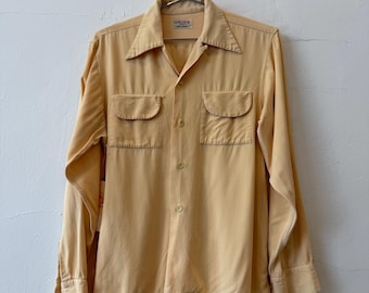 1950s Rayon Gabardine Shirt - Powder Pink Loop Collar, Men's