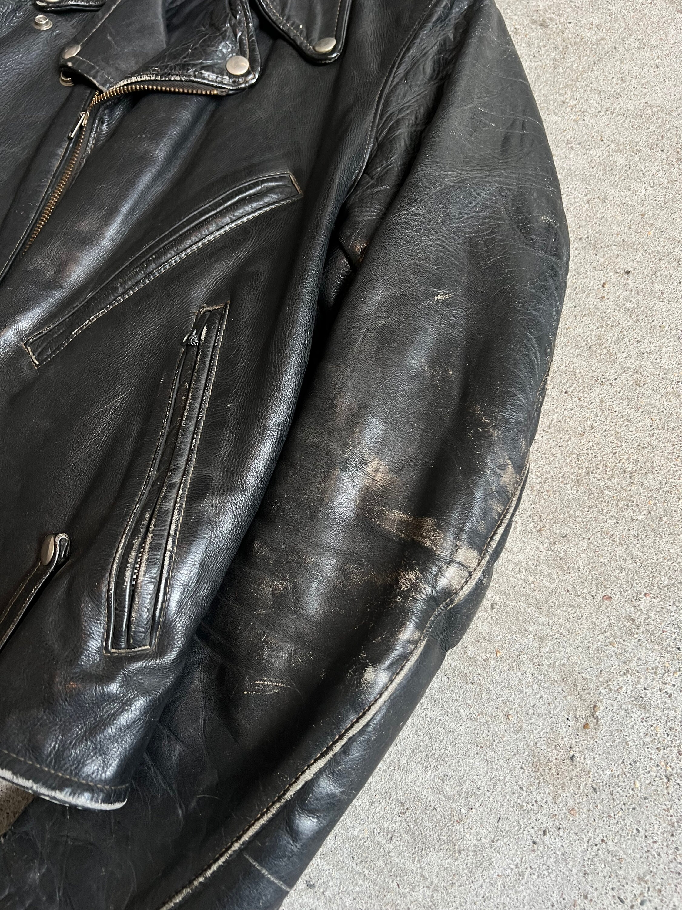 XS Sm, 1950s Harley Davidson Leather Motorcycle Jacket