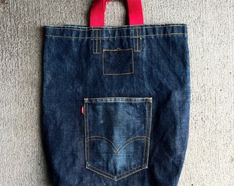 Vintage Levis Denim Pocket Tote. Big E, 1970s 1960s - H