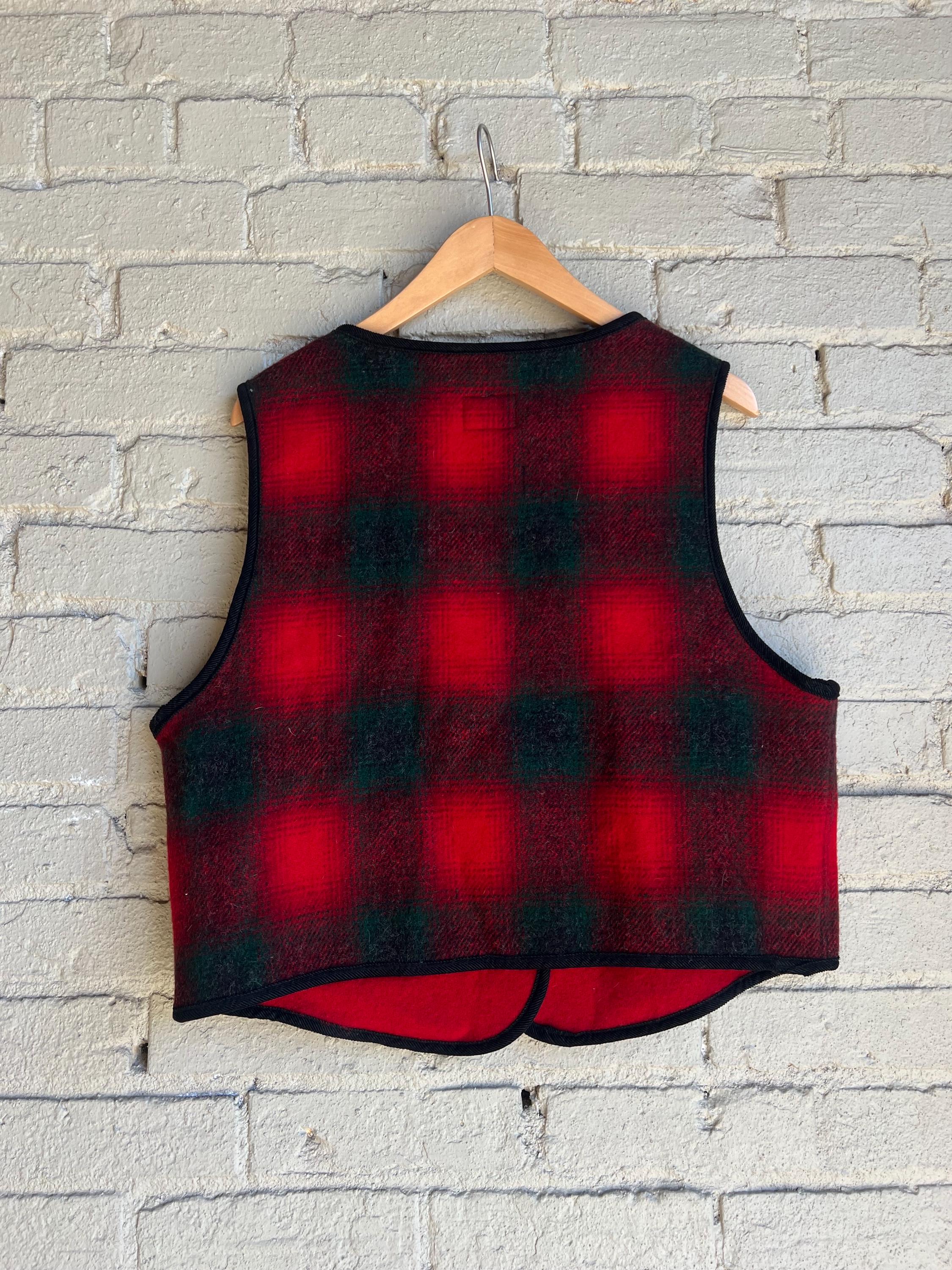 Woolrich Vintage Plaid Wool Vest, Red - Etsy Israel