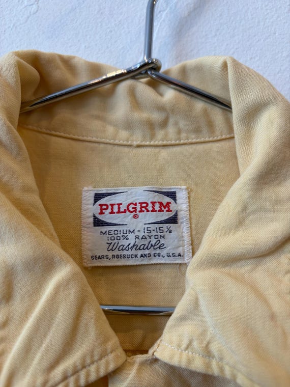 Vintage 50's Pilgrim Rayon One Pocket Yellow Button U… - Gem