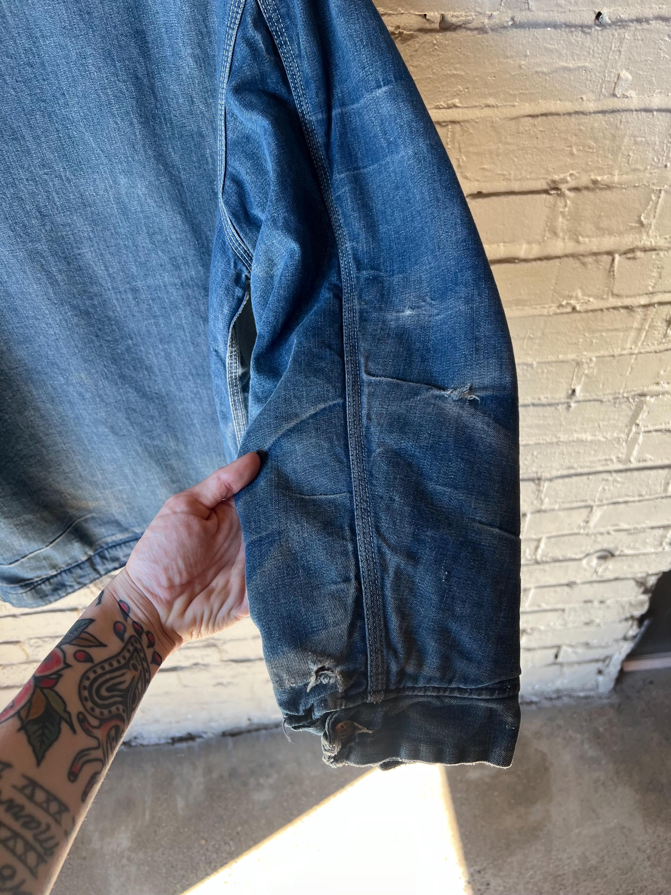 ジャケット・アウター corona utility coveralls jacket vintage L XL, Vintage 1970s Lined Denim Chore Jacket, Workwear, Worn