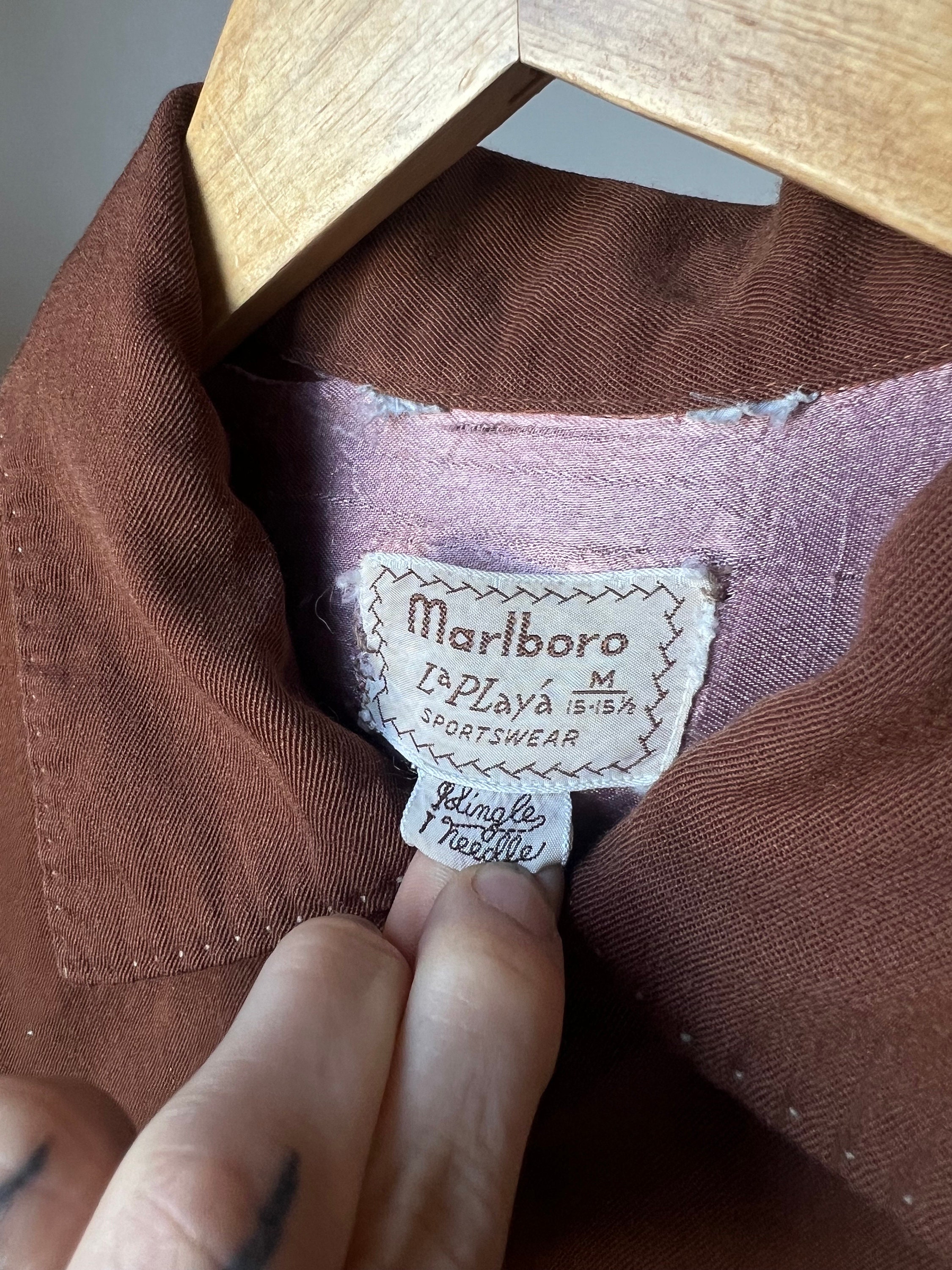 Med Large, 1950s Marlboro La Playa Wool Gabardine Loop