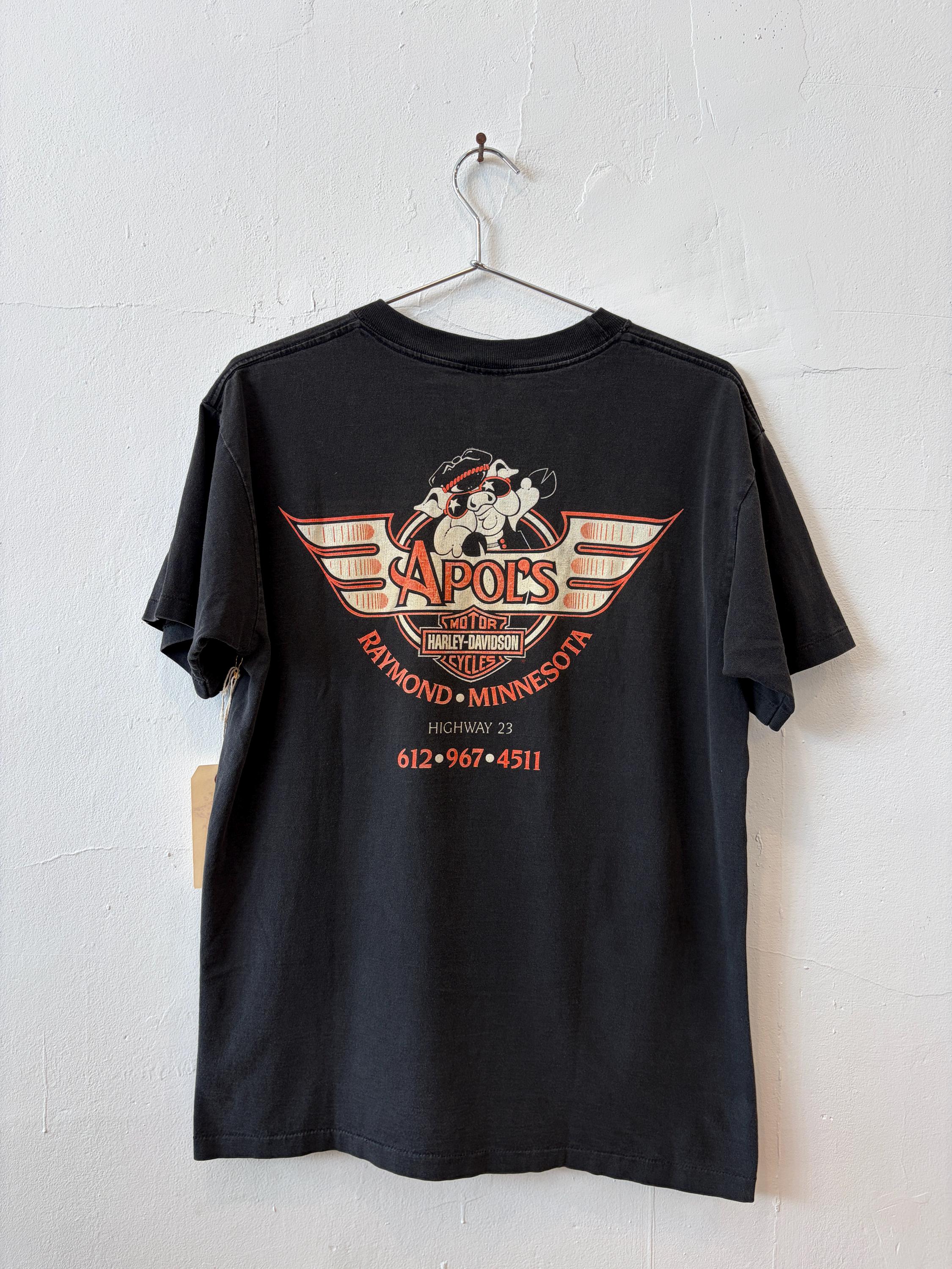 Vintage 90's Harley Davidson Loud Pipes Motorcycle Biker Black