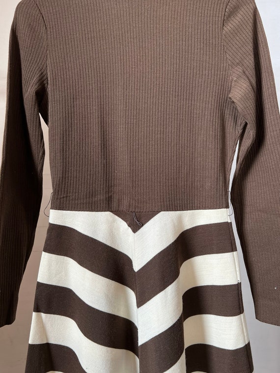 XS SM, 1970s Brown Striped Dress, Polyester - image 6