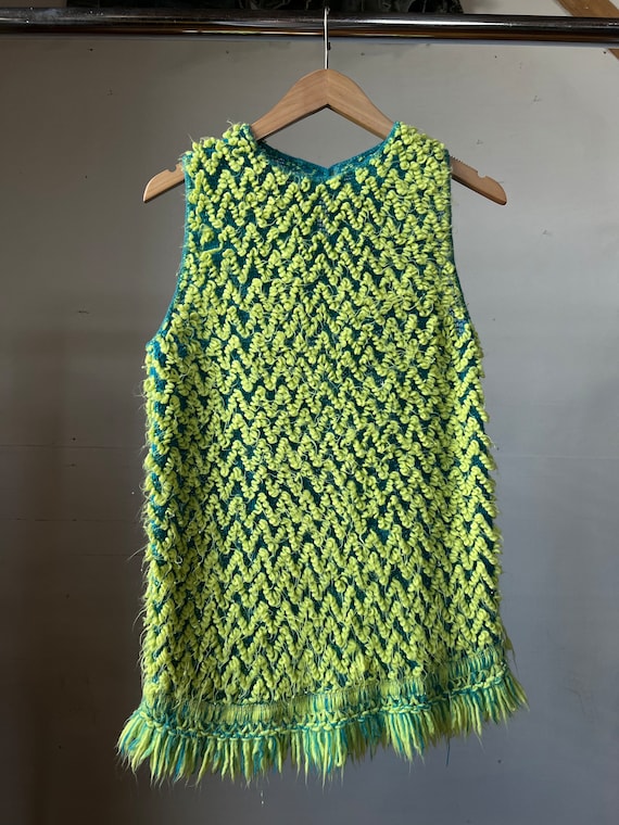 Sm Med, 1960s Womens Knit Fringe Tank Top, Summer,