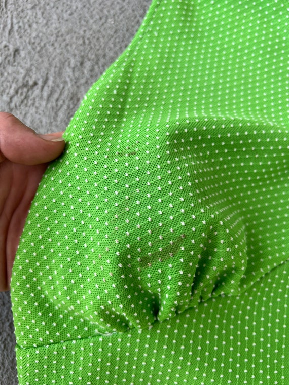 1970s Green Tie Halter Top Polka Dot, Summer - J - image 4