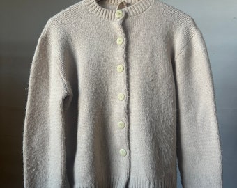 1950s Cream Brentshire Orlon Acrylic Cardigan Sweater, Vintage