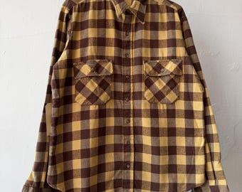 Vintage 60s Chandler Blue Black White Plaid Cotton Flannel Shirt