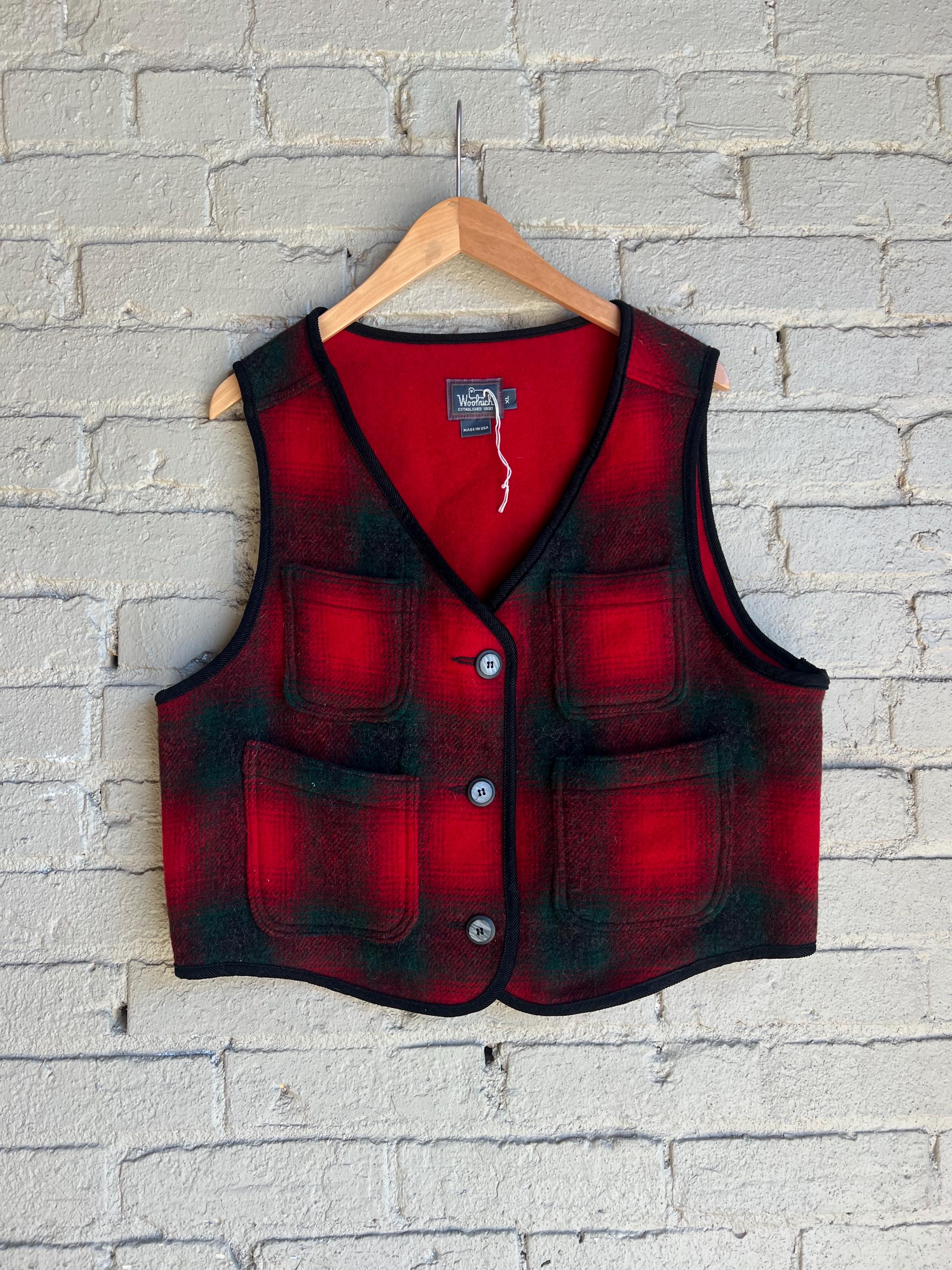 Woolrich Vintage Plaid Wool Vest, Red - Etsy Israel