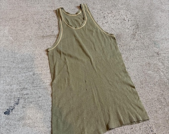 FINAL Sale Vintage Olive Green Tank Top | Unisex Holes Army