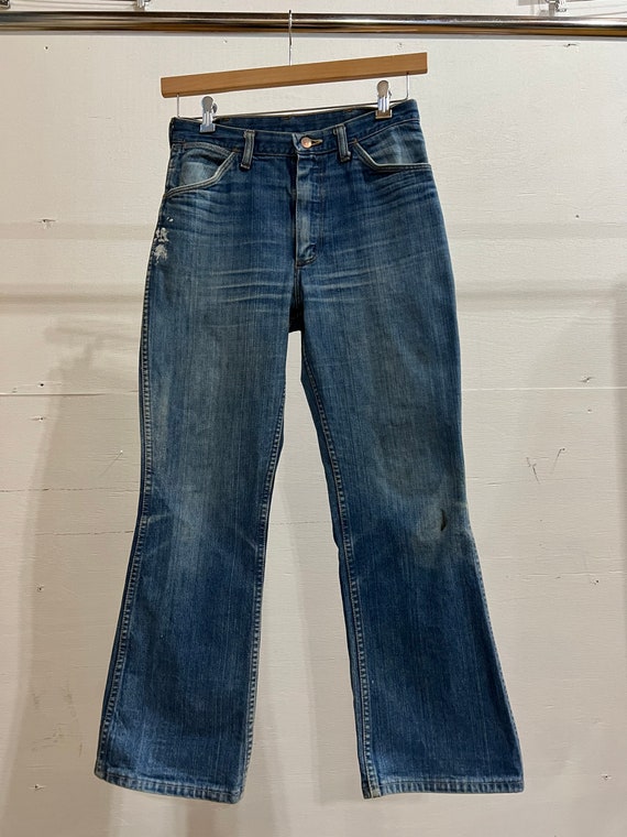 28” Waist, 1960s 1970s Wrangler Jeans, Flare, Boo… - image 1
