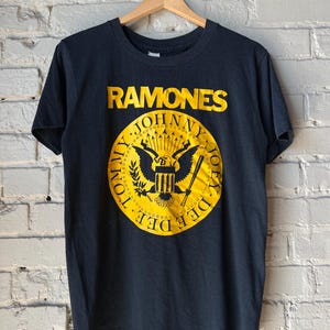 Vintage 1970s 1980s Ramones T-shirt, Punk, Yellow and Black