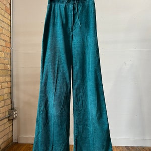 24 Waist, 1970s Green Corduroy Flare Pants, Wide Leg A image 3