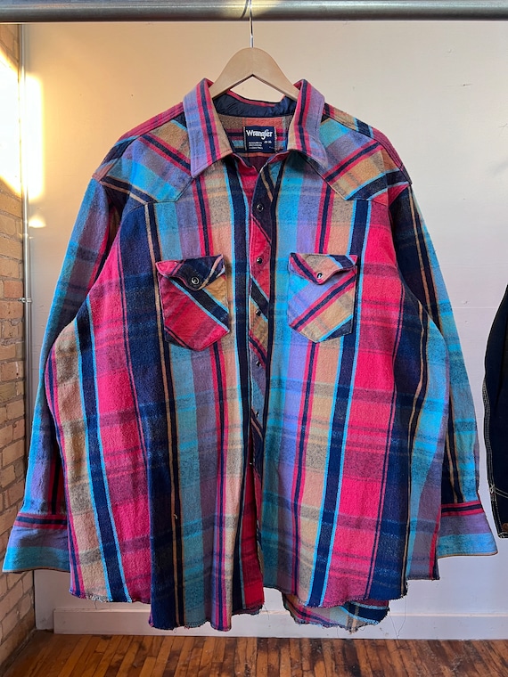 XXL, 1990s Y2K Wrangler Snap Button Flannel Shirt,