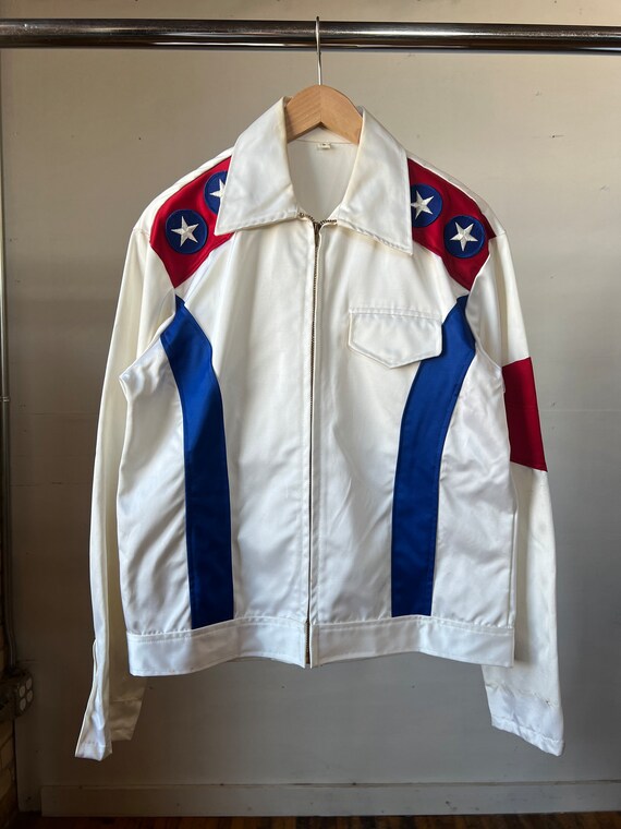 Sm, 1960s Satin Stars Red White Blue Racing Jacket