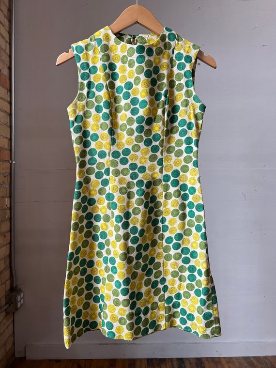 XS SM, 1960s Mod Dress, Yellow Green, Cute, Summer - image 1