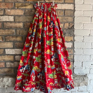 XS SM, Vintage Handmade Cowboy Print Skirt, Elastic Waist, Rodeo, Western