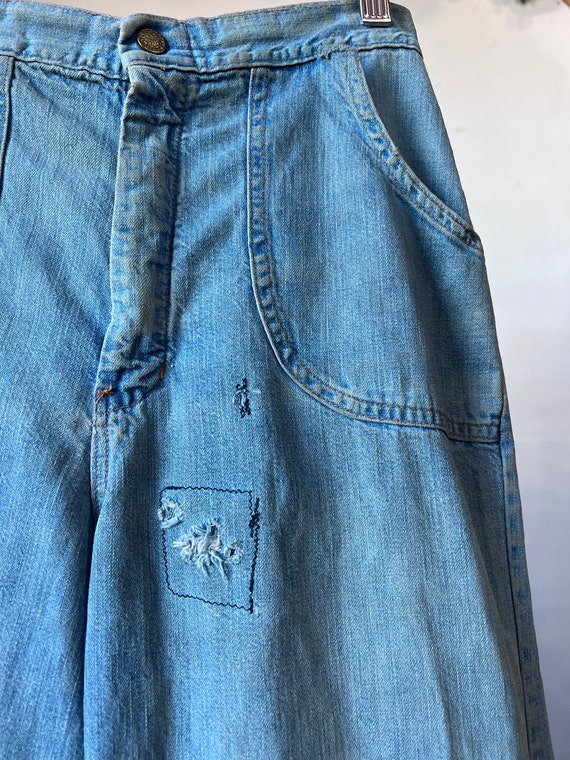 25” Waist, 1970s Denim Flare Jeans, As Is - B - image 2
