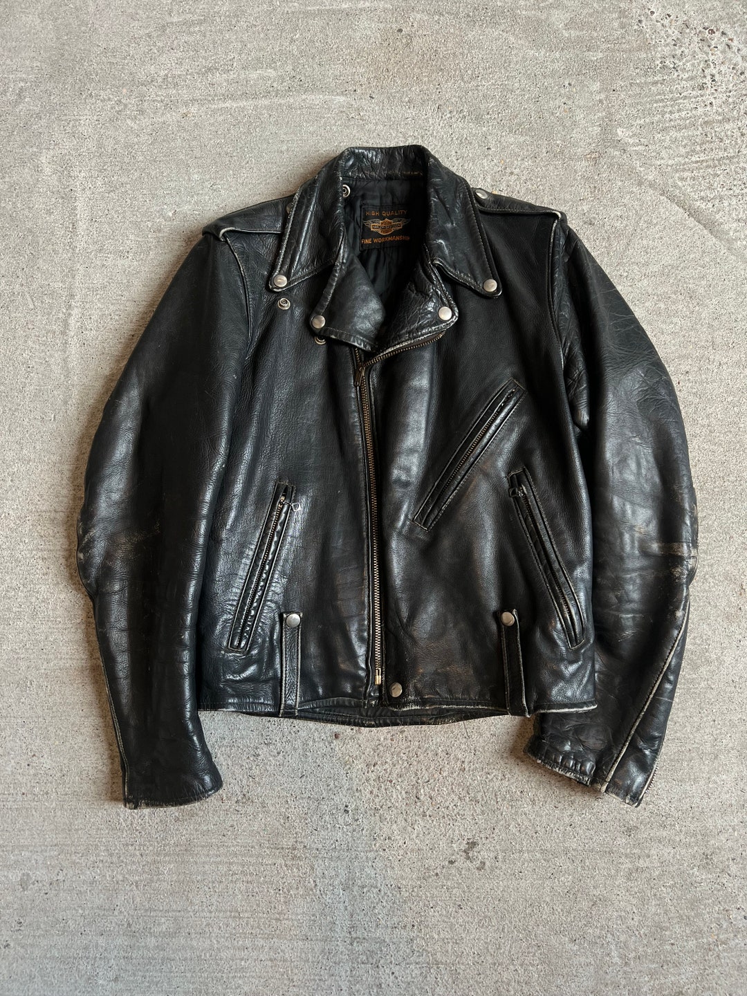 XS Sm, 1950s Harley Davidson Leather Motorcycle Jacket XS Sm, 1950s Harley Davidson Leather Motorcycle Jacket